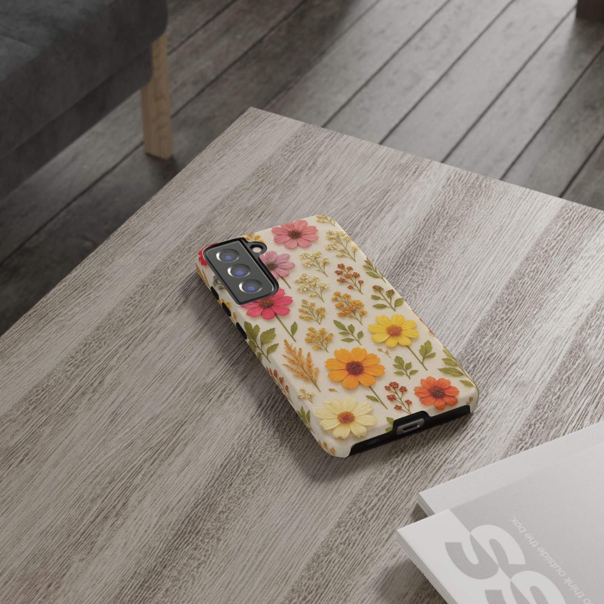 Dried Flowers Illusion Phone Case – Realistic Botanical Aesthetic, Colorful Pressed Floral Art, Trendy Nature-Inspired Protective Cover  iPhone & Samsung Models