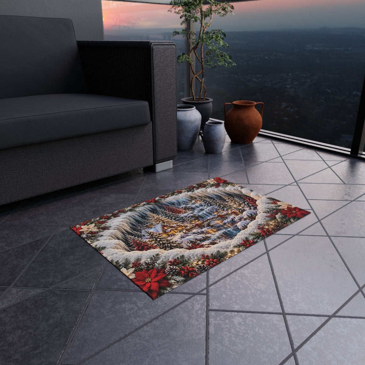 Winter Wonderland Christmas Outdoor Rug