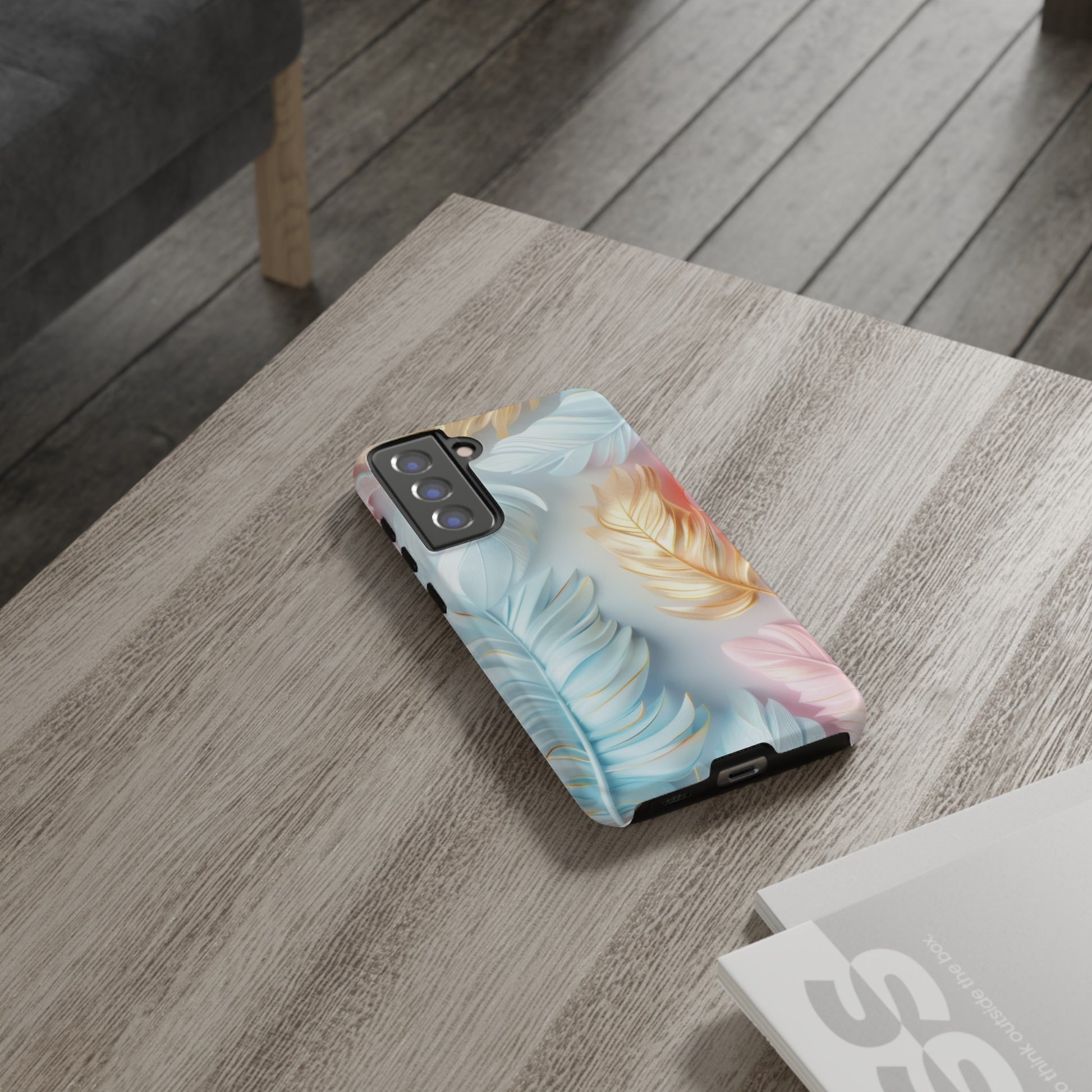 Pastel Feathers Protective Phone Case Gift for Her Phone 15, Samsung iPhone Samsung Gift for Her Case iPhone 15, Samsung iPhone Samsung Accessory Gift for Her