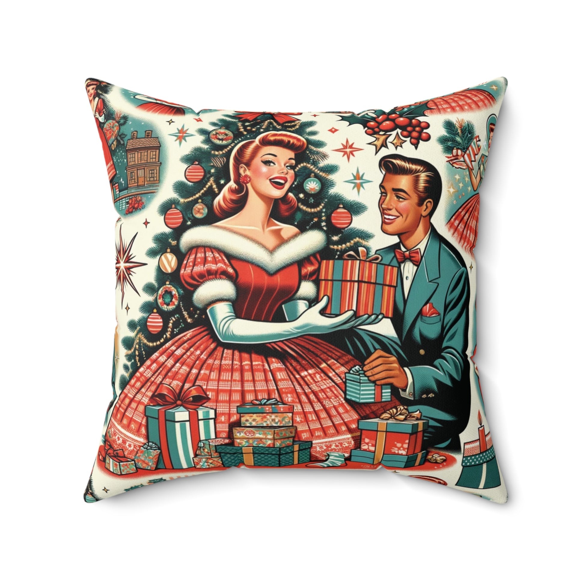 Atomic Elegance Decorative Pillow 50s Starburst & Kitsch Design Decorative Pillow Touch of Beauty to Your Decor Living Room Comfort for Bedroom or Housewarming Gift New House, Bridal Shower Gift - MRSBYVALLE
