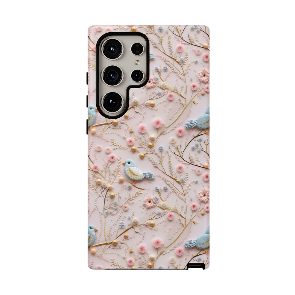 3D Birds Elegant Faux Flowers Phone Case Stylish & Durable for iPhone Samsung Gift iPhone 15, 14, 13 Samsung Pixel Gift for Mom Accessory Gift for Her