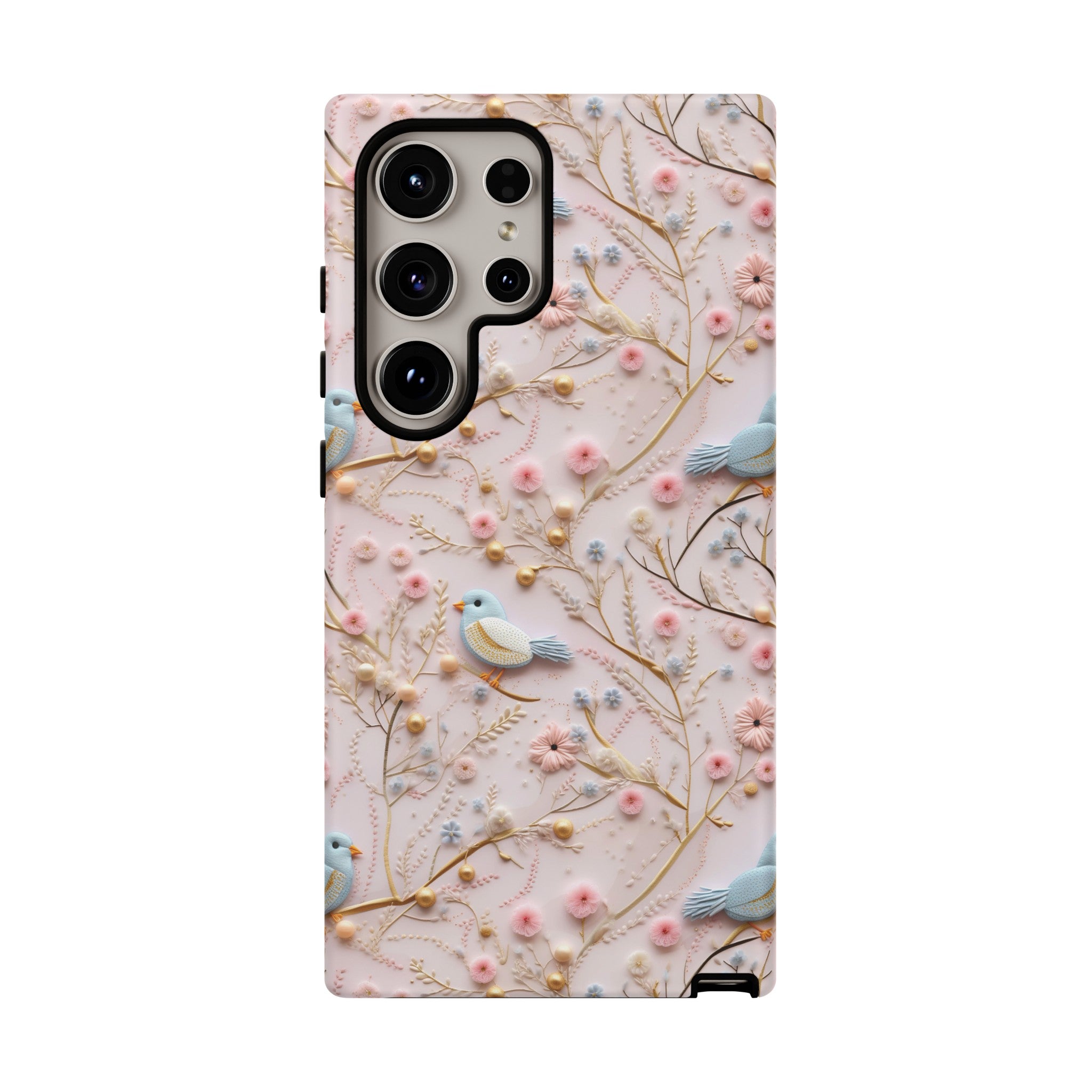 3D Birds Elegant Faux Flowers Phone Case Stylish & Durable for iPhone Samsung Gift iPhone 15, 14, 13 Samsung Pixel Gift for Mom Accessory Gift for Her