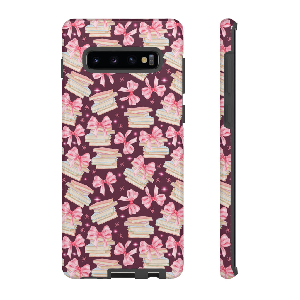 Coquette Pink Bows & Books Phone Case for iPhone 16 15 14 13 12  21 23 Samsung, and Pixel | Stylish Protective Cover Gift for Her Perfect for Floral Lover