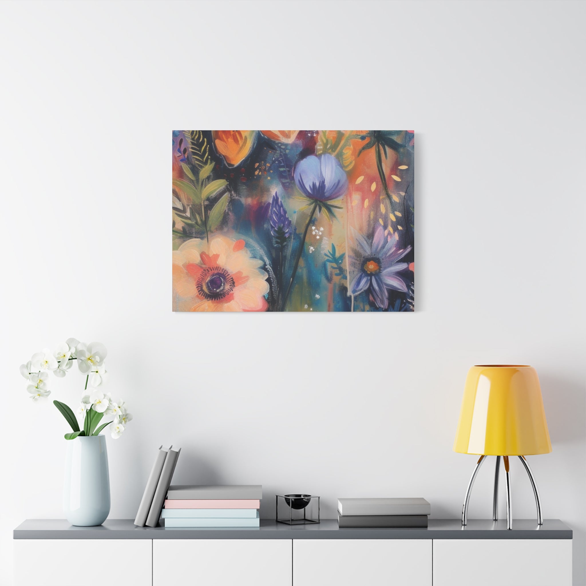 Boho Floral Wall Art Matte Canvas Stretched, Vibrant Botanical Design, Perfect for Living Room, Bedroom, or Office Decor, Adds a Stylish Touch to Any Space1.25" - MRSBYVALLE