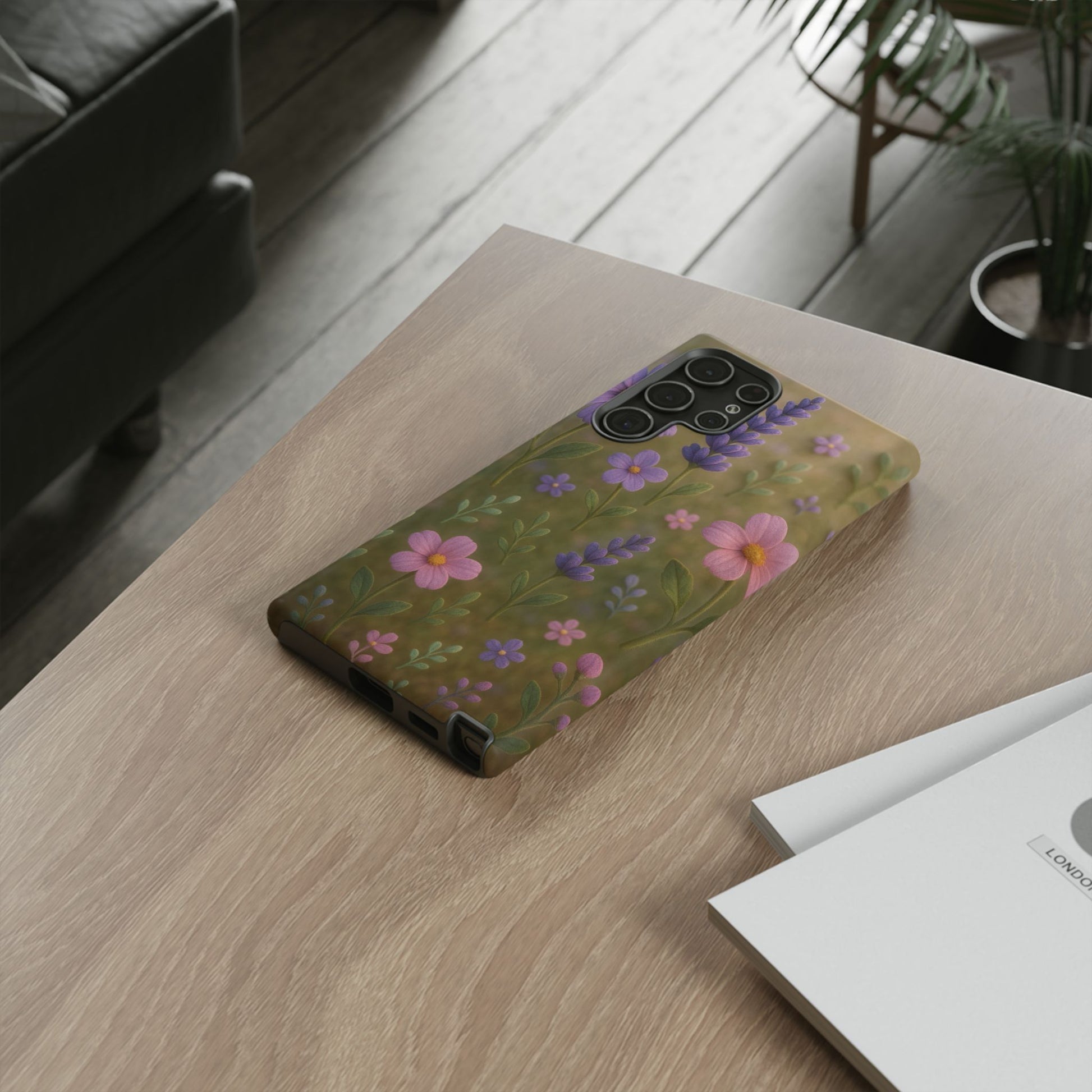 Pastel Flowers 3D Illusion Wildflower Phone Case Cute Pastel Floral Design in Lavender, Pink, Mint Green Aesthetic Protective Case for iPhone and  Android