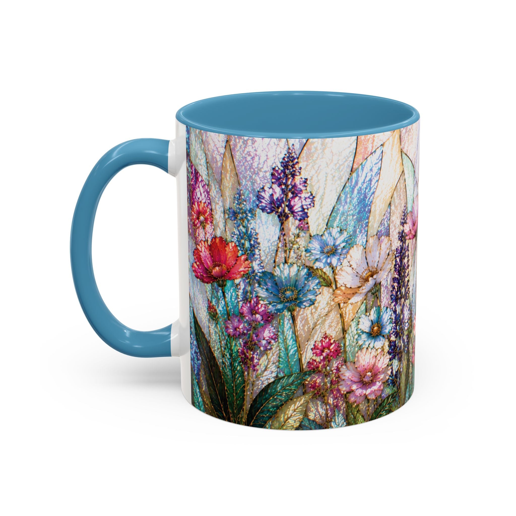 Wildflower Watercolor Coffee Mug Vibrant Wildflower Accent 11/15oz Stain Glass Illusion