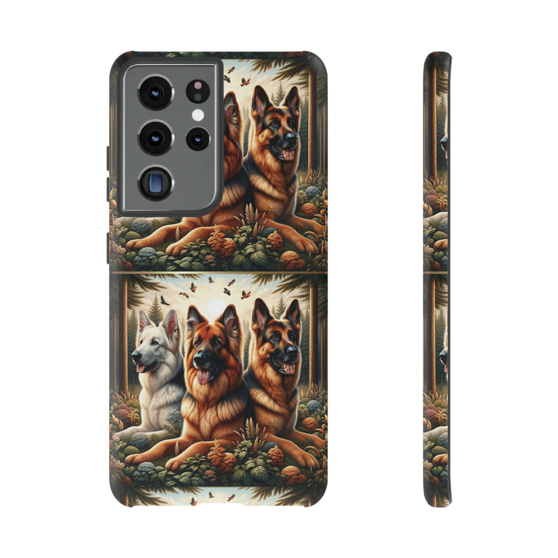 German Shepherd Phone Tough Case Floral Elegant Durable Dog Lover Devices iPhone 15, Samsung iPhone Samsung Accessory Gift for Her.