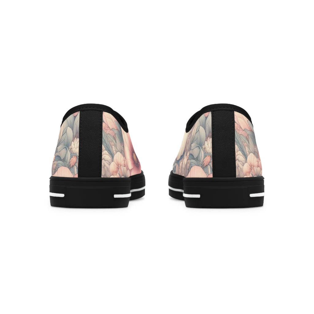 Floral Women's Low Top Sneakers Breathable Polyester Canvas, Lightweight Stylish Floral Pastel Design, Comfortable All-Day Wear, Perfect for Walking and Everyday Activities - MRSBYVALLE