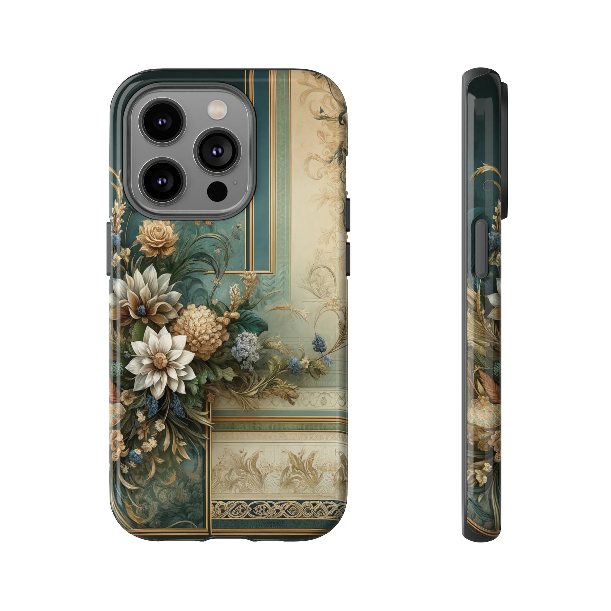 Victorian Floral Boho Luxury Phone Tough Case Floral Elegant Durable Stylish for Modern Devices iPhone 15, Samsung iPhone Samsung Accessory Gift for Her.