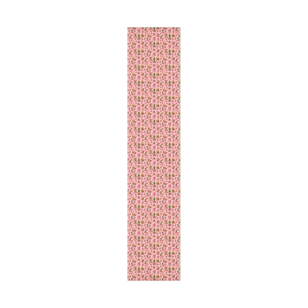 Pink Gingerbread Girls Christmas Wrapping Paper Cute Holiday Gift Wrap for Her, Festive & Whimsical Packaging for Xmas, Baby Showers Birthdays 3 SizesPerfect for Seasonal Gifting
