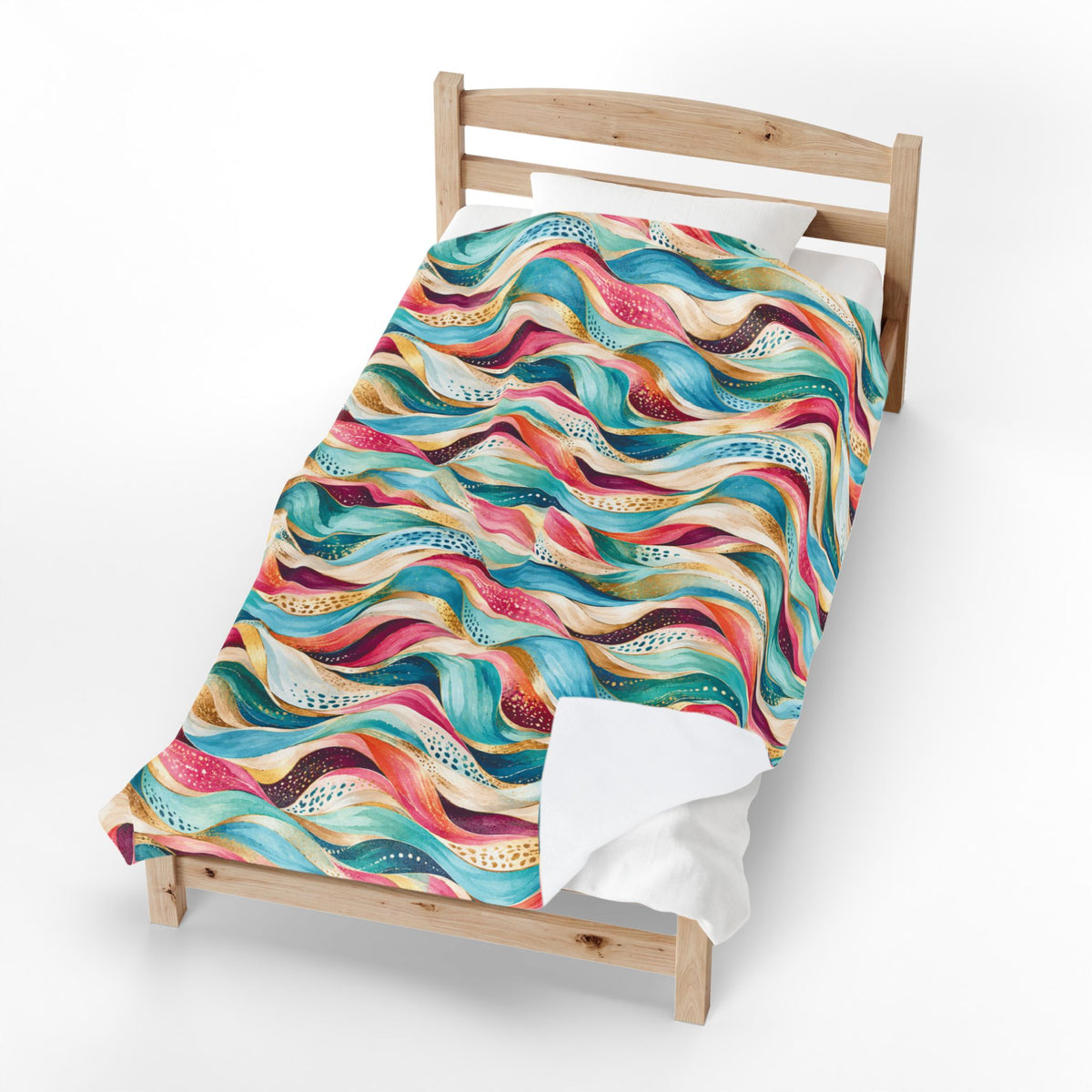 Abstract Rainbow Wave Velveteen Throw Blanket