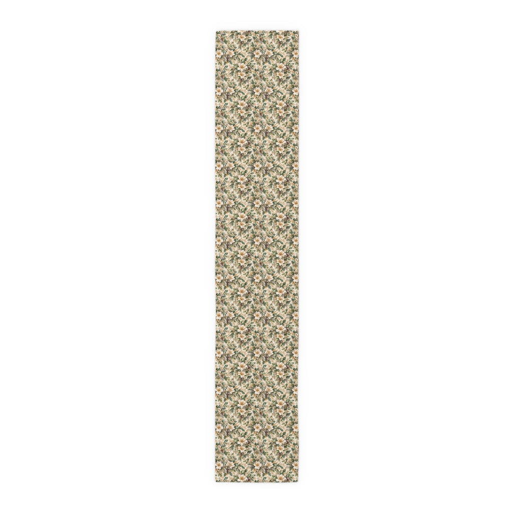 Sage Green & Champagne Floral Table Runner