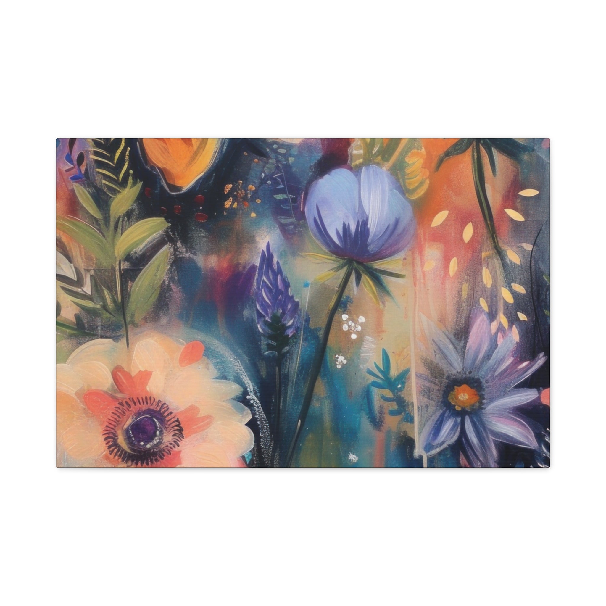 Boho Floral Wall Art Matte Canvas Stretched, Vibrant Botanical Design, Perfect for Living Room, Bedroom, or Office Decor, Adds a Stylish Touch to Any Space1.25" - MRSBYVALLE