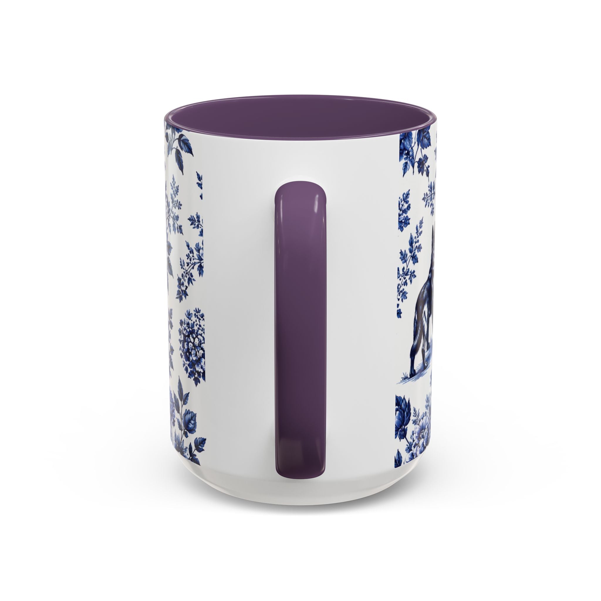 Elegant German Shepherd Floral Mug | Luxury Blue Toile Coffee Mug 11/15oz Accent Ceramic