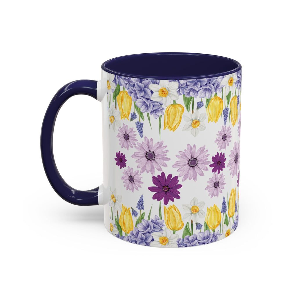 Botanical Floral Mug  Lavender & Yellow Flowers, Ceramic 11oz & 15oz Cup, Ideal Gift for Coffee Lovers, Mother's Day, or Cozy Spring Mornings