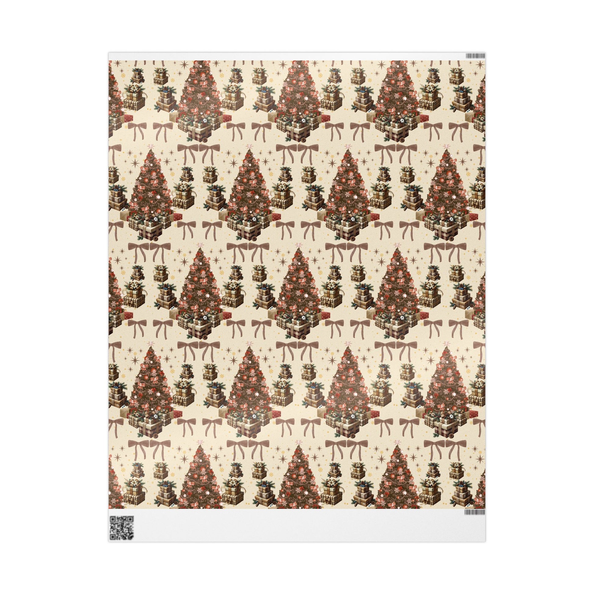 Brown Cozy Christmas Wrapping Paper Warm Holiday Gift Wrap with Tree Pattern  Festive Design
