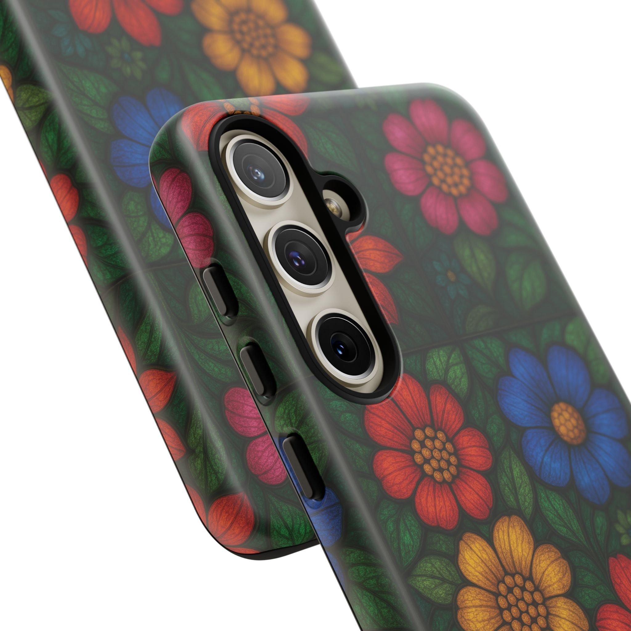 Coque de téléphone effet vitrail floral lumineux Art abstrait coloré, Étui de protection esthétique pour iPhone, Samsung et Google, Idée cadeau unique pour maman