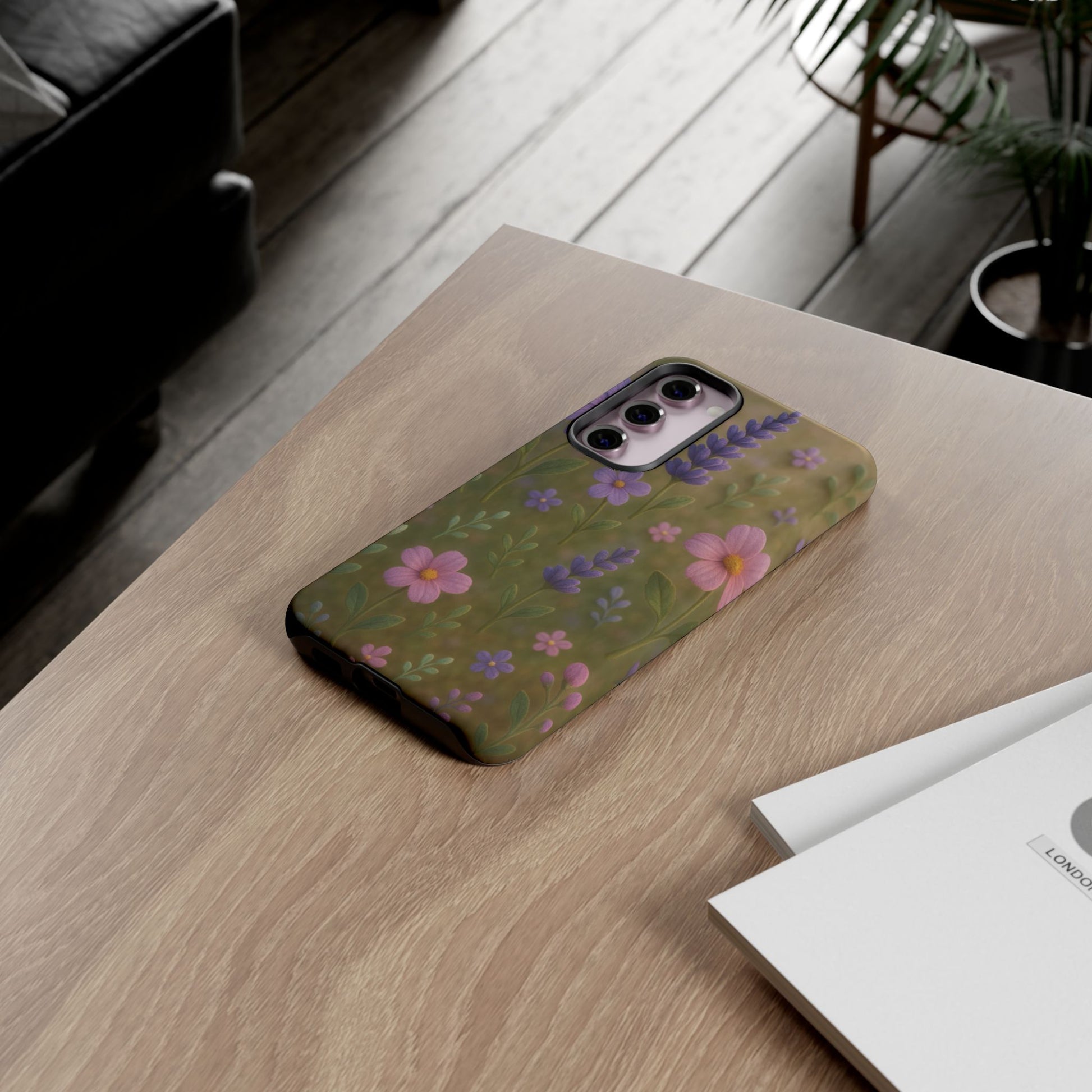 Pastel Flowers 3D Illusion Wildflower Phone Case Cute Pastel Floral Design in Lavender, Pink, Mint Green Aesthetic Protective Case for iPhone and  Android