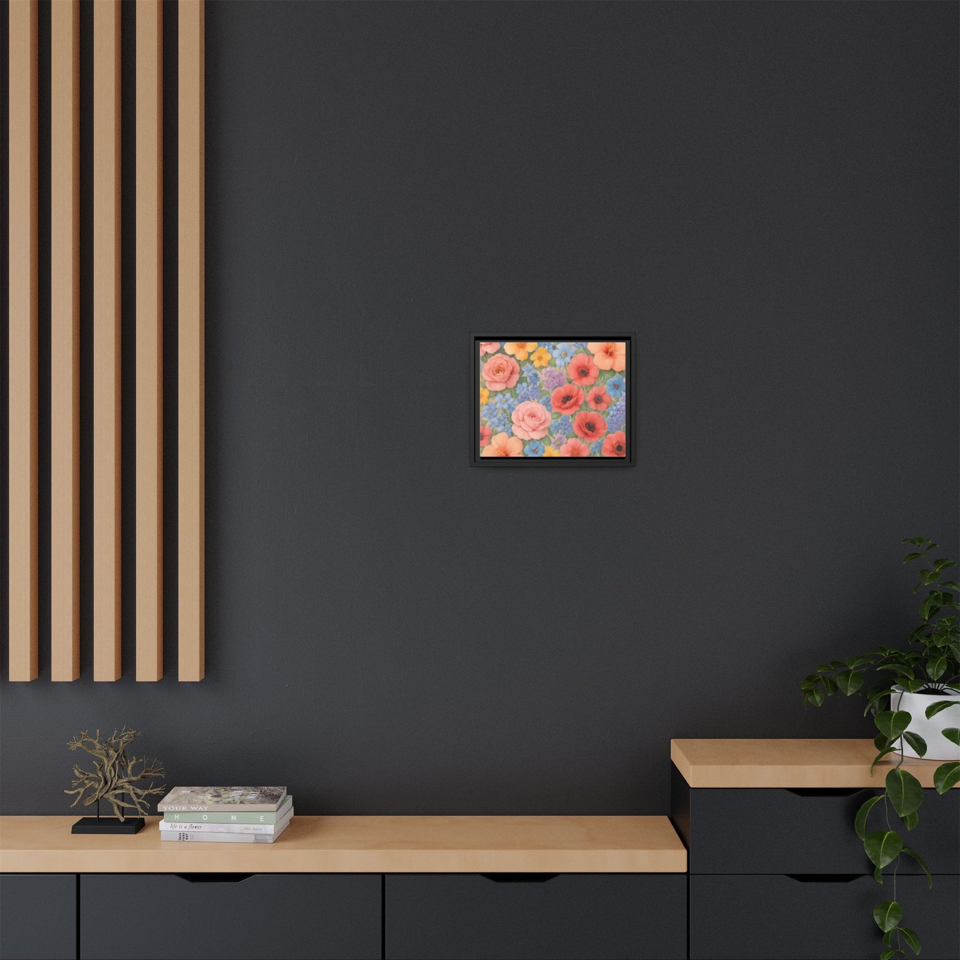 Luxury Framed Floral Canvas – Bold Multi-Color Botanical Wall Art, Elegant Nature-Inspired Accent for Living Room, Bedroom, or Office Décor Gift for Mom