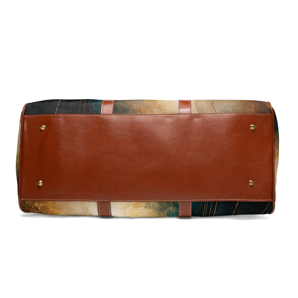 Luxury Blue & Gold NeoDeco Waterproof Travel Bag — Gilded Convergence