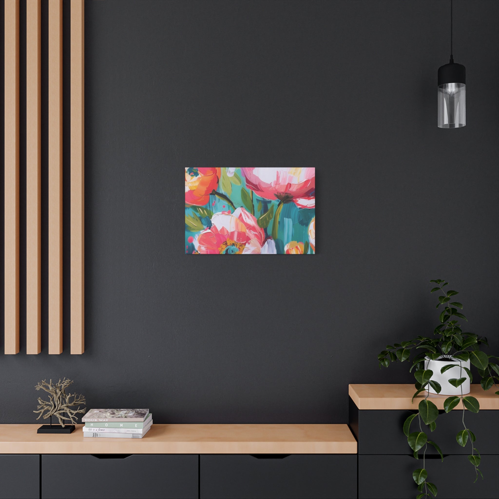 Unique Boho Floral Wall Art Matte Canvas Stretched, Vibrant Botanical Design, Perfect for Living Room, Bedroom, or Office Decor, Adds a Stylish Touch to Any Space - MRSBYVALLE