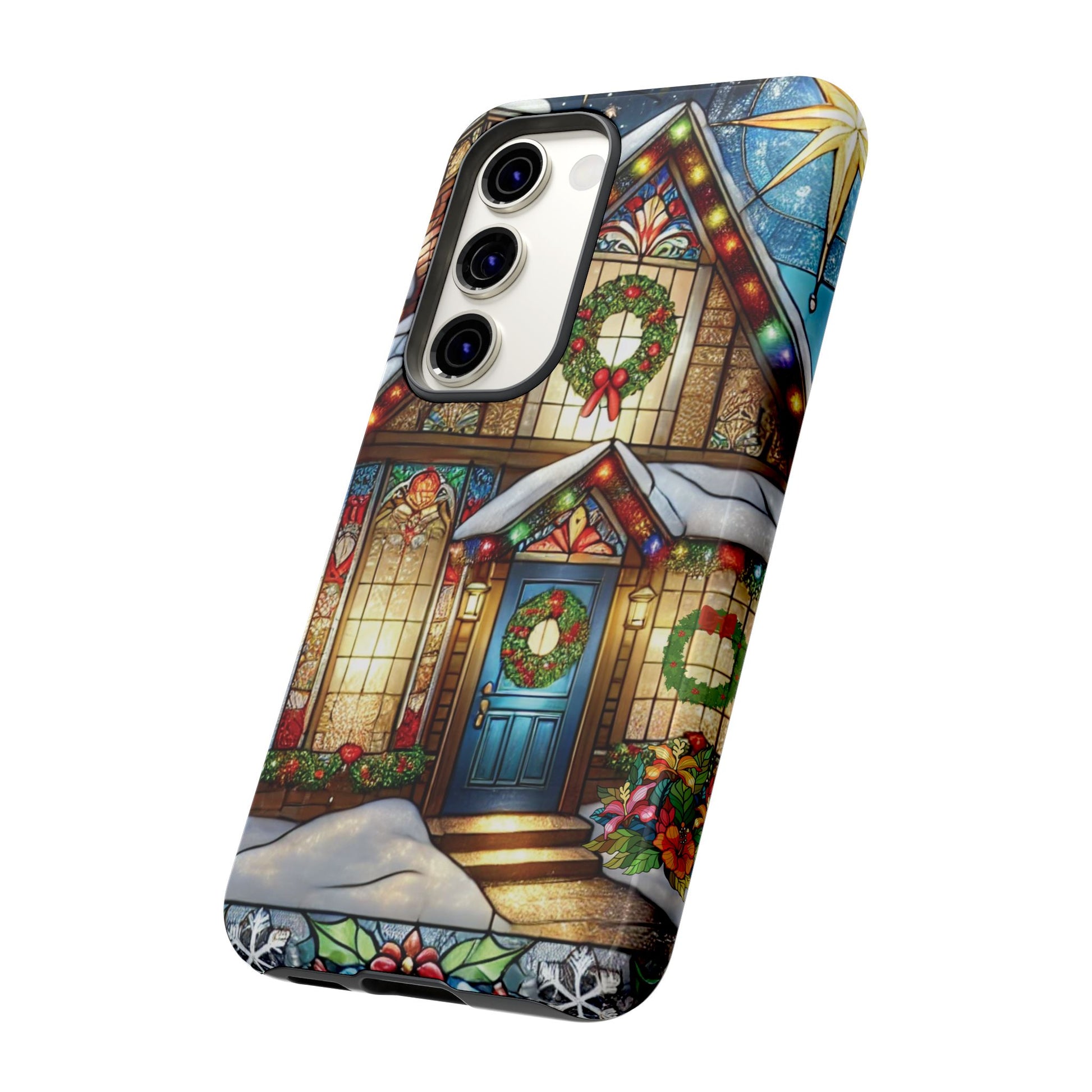 Stain Glass Christmas Phone Case Unique Holiday Protection for Your Device | Stylish & Durable Cover Gift for Her Phone 15, Samsung iPhone Samsung Accessory Gift for Her