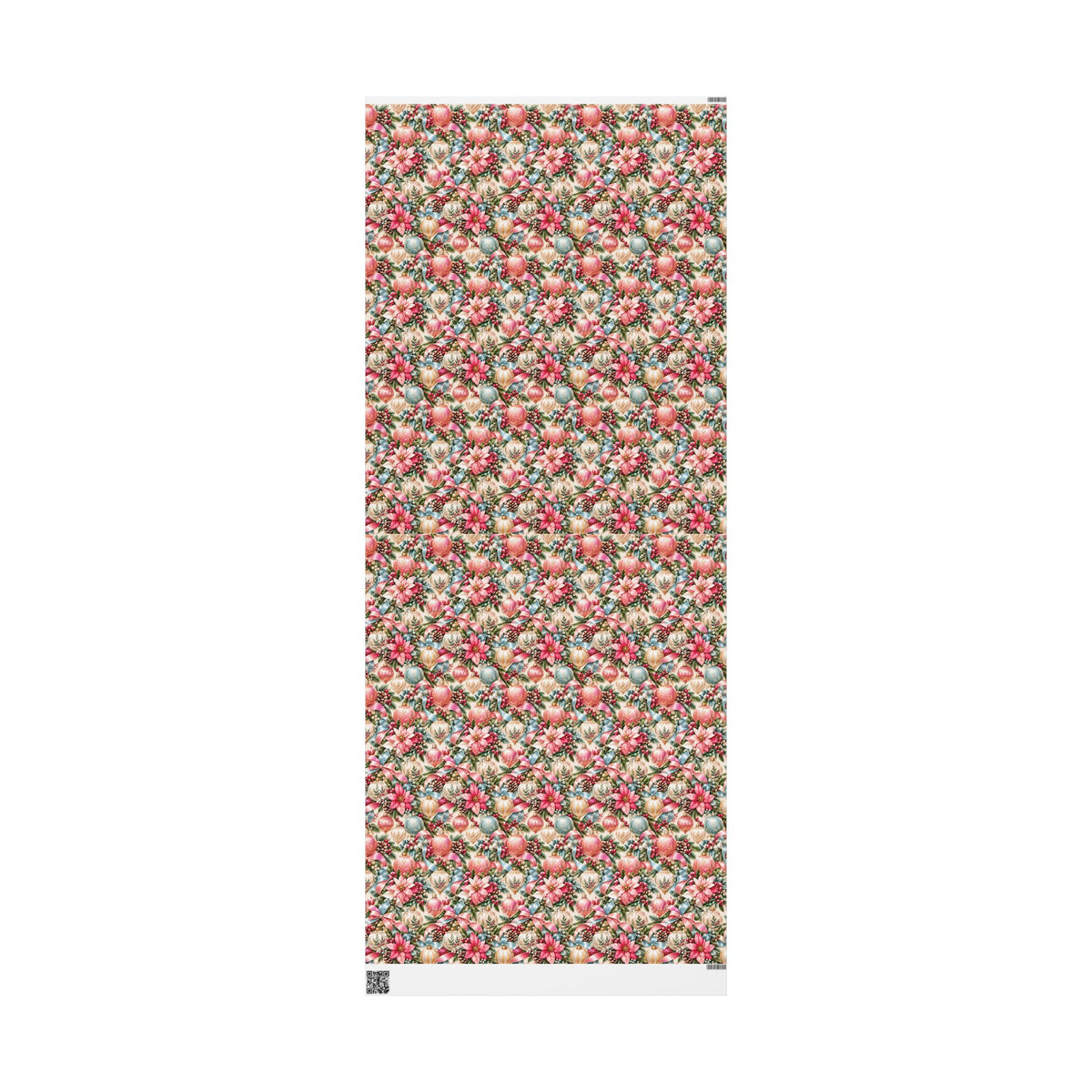 Pink Vintage Christmas Ornament Wrapping Paper