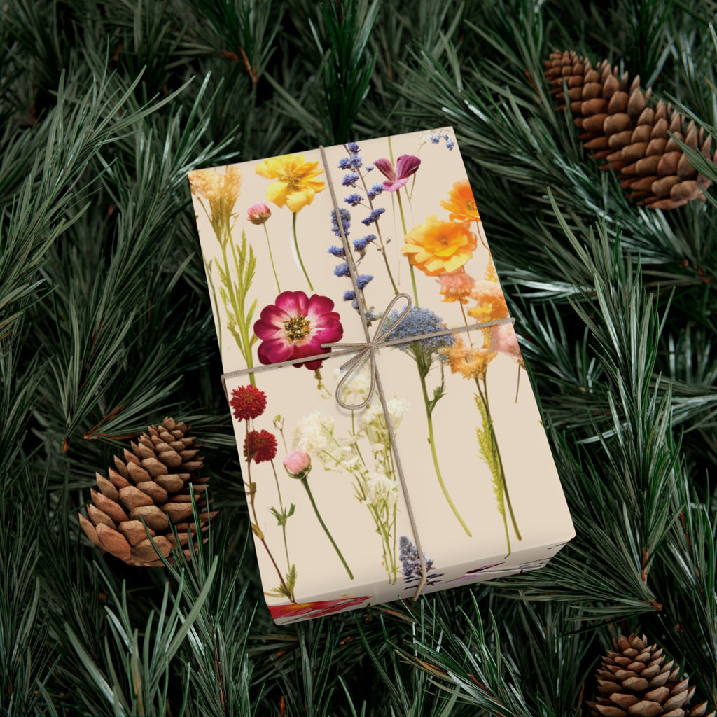 Wildflowers Press Illusion Floral Symphony Timeless Wrapping Paper Perfect for Weddings, Bridal & Baby Showers Eco-Friendly, All Occasion.