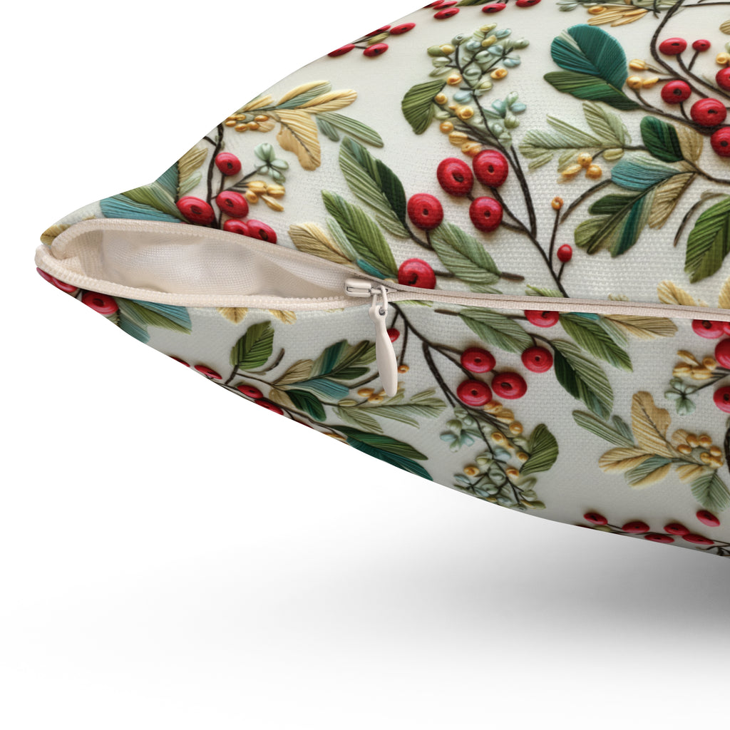 Housewarming Gift Christmas Holly Floral Design Square Decorative Pillow Elegant Home Accent Home Decor | Premium Quality, Soft, and Durable | Perfect for Couch, Bed, or Chair | Elegant Bedrooms Pillow Gift New House, Bridal Shower Gift - MRSBYVALLE