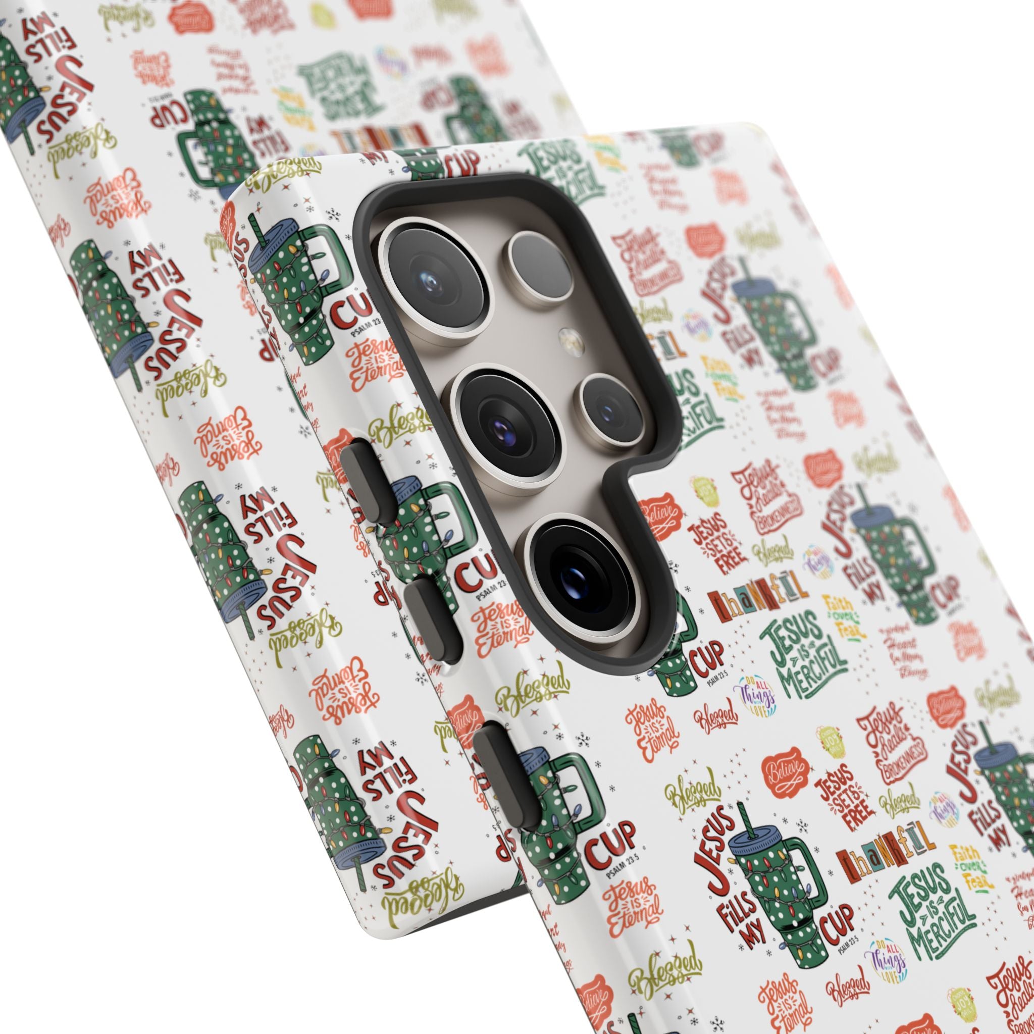 Jesus Fill My Cup Phone Case Cute Floral Design in Red, Pink, Blue – Aesthetic Protective Case for iPhone and  Android