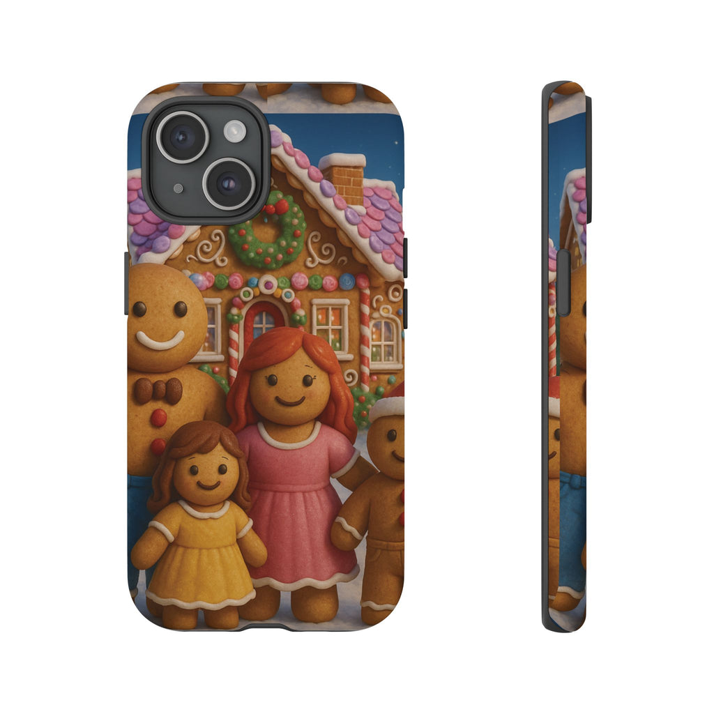 Coque de téléphone esthétique Famille en Pain d'Épices – Design d'inspiration vintage sur le thème de Noël – Étui stylé pour modèles iPhone et Samsung Galaxy