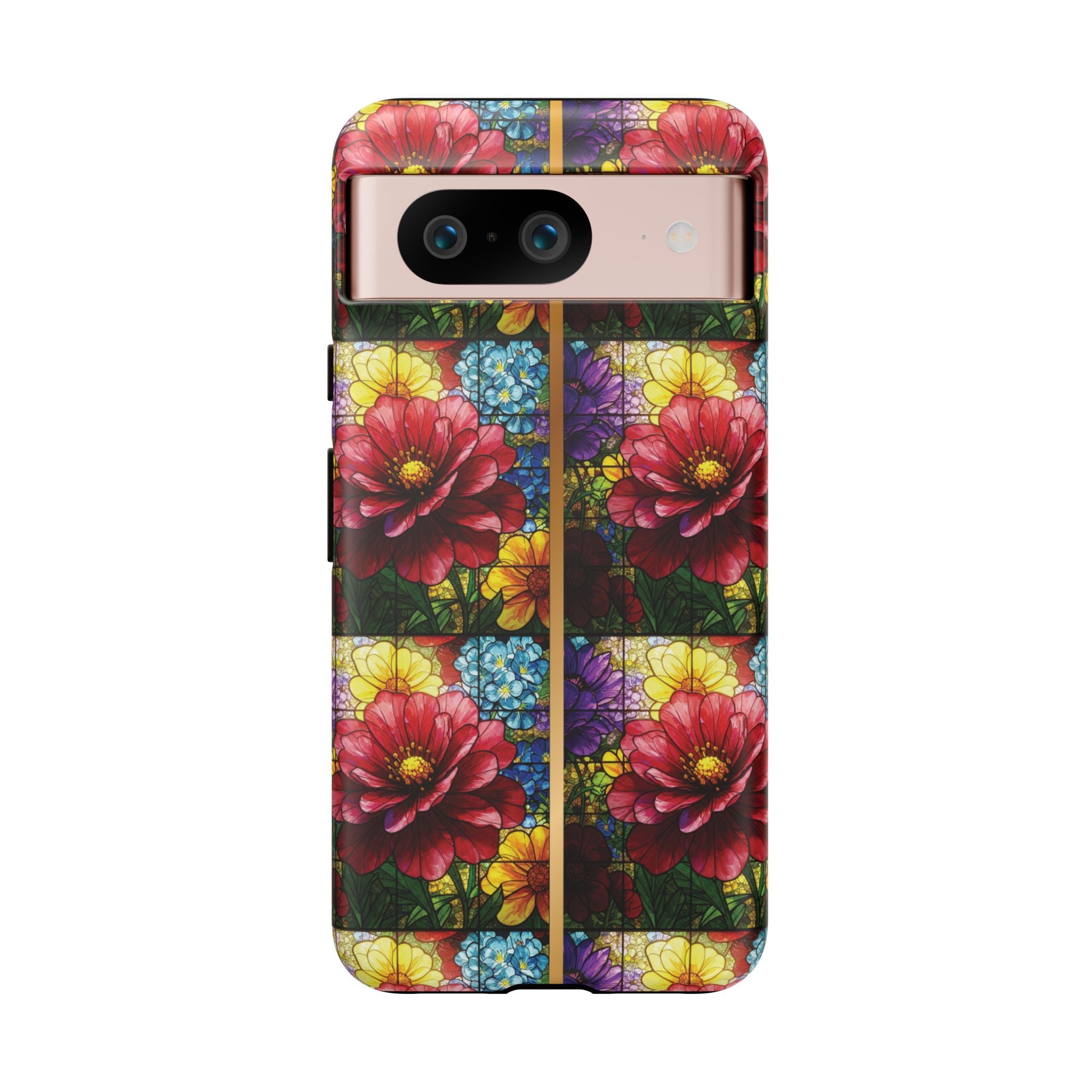 Stained Glass Illusion Floral Phone Case  3D Colorful Flower Design, Protective Christian Gift, Fits iPhone, Samsung, Google Pixel