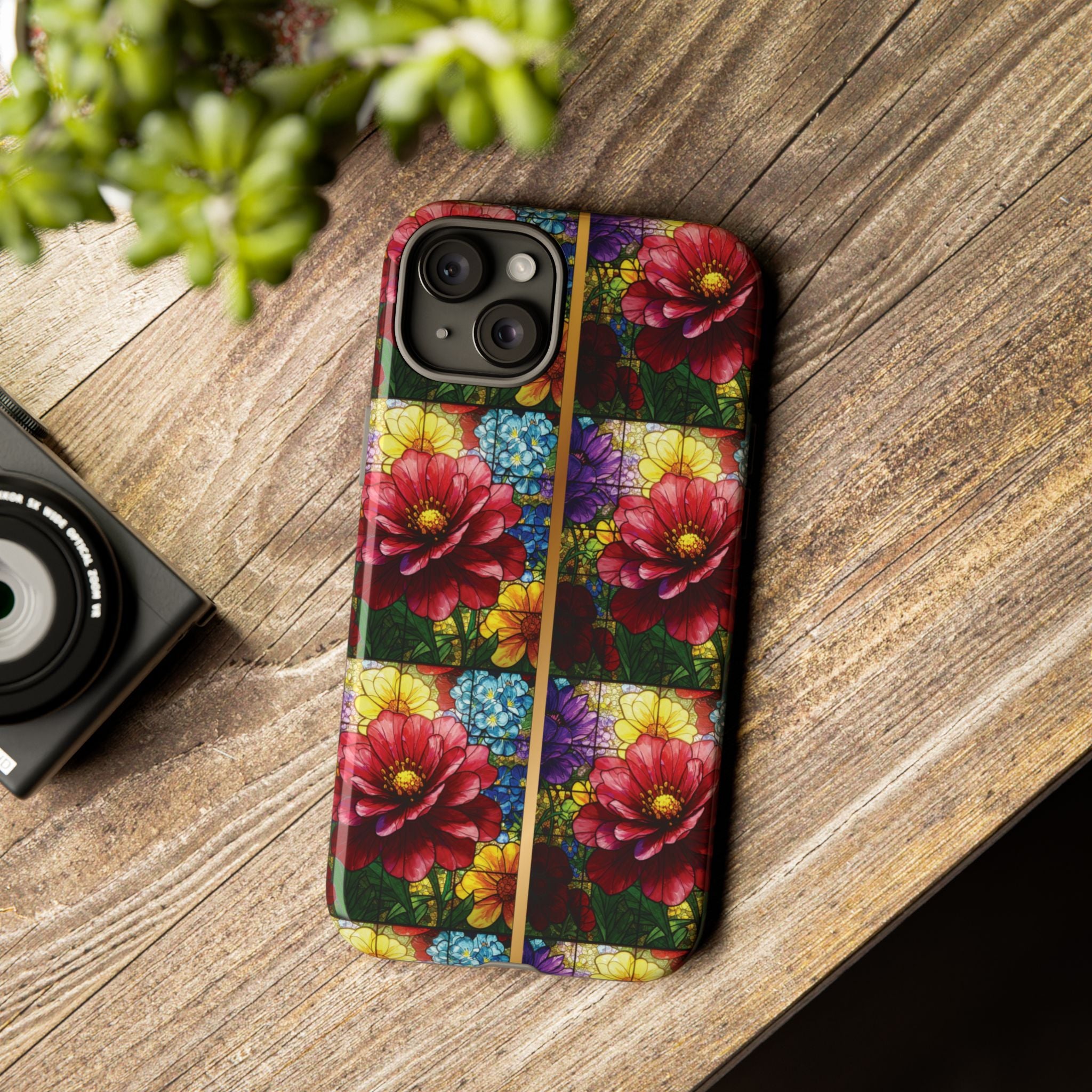 Stained Glass Illusion Floral Phone Case  3D Colorful Flower Design, Protective Christian Gift, Fits iPhone, Samsung, Google Pixel