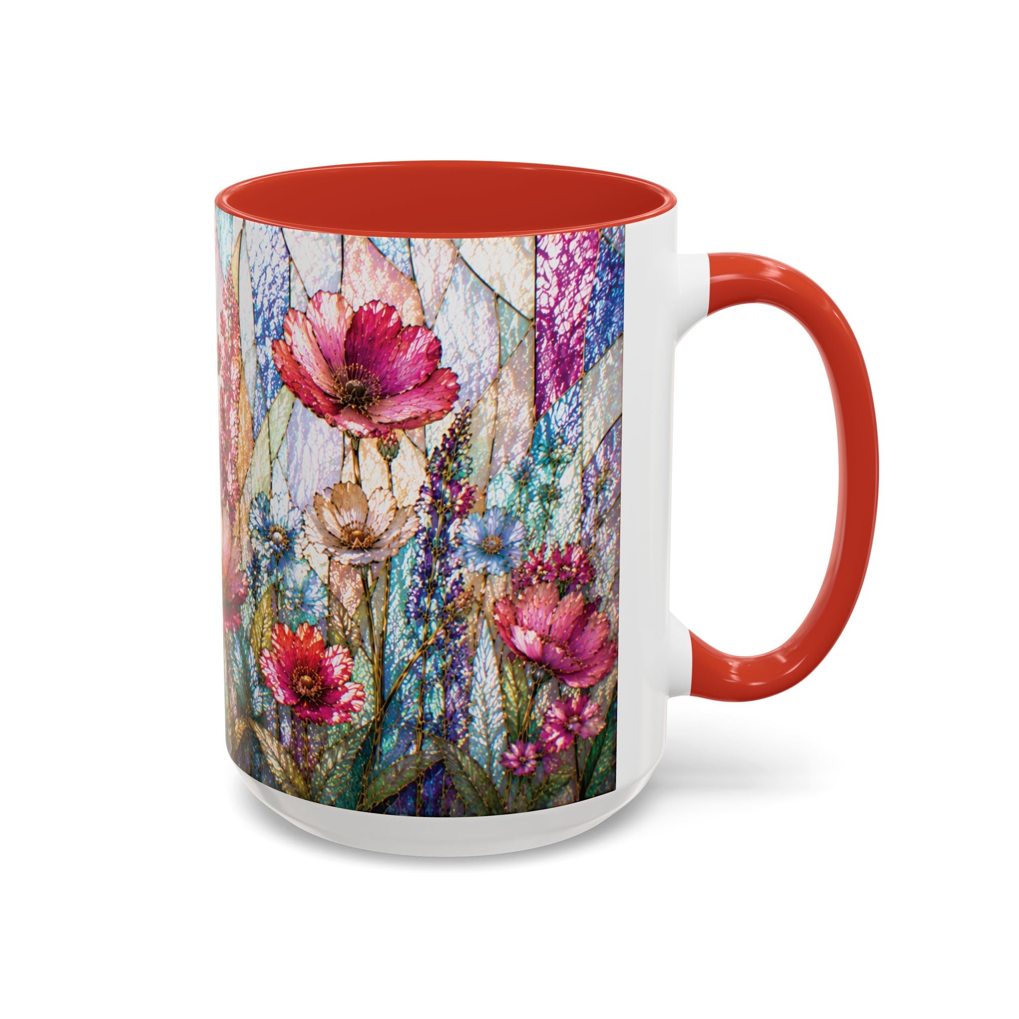 Wildflower Watercolor Coffee Mug Vibrant Wildflower Accent 11/15oz Stain Glass Illusion