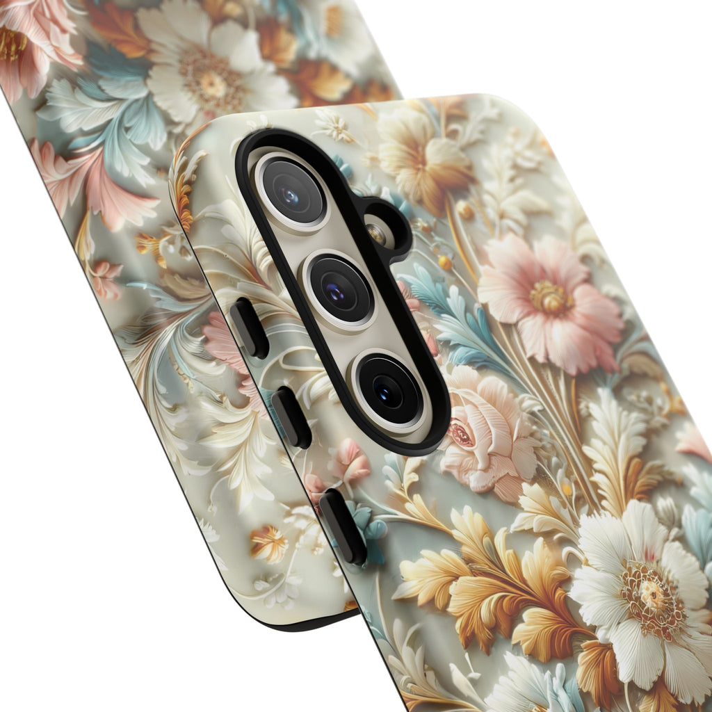 3D Elegant Faux Flowers Phone Case Stylish & Durable for iPhone Samsung Gift iPhone 15, 14, 13 Samsung Pixel Gift for Mom Accessory Gift for Her