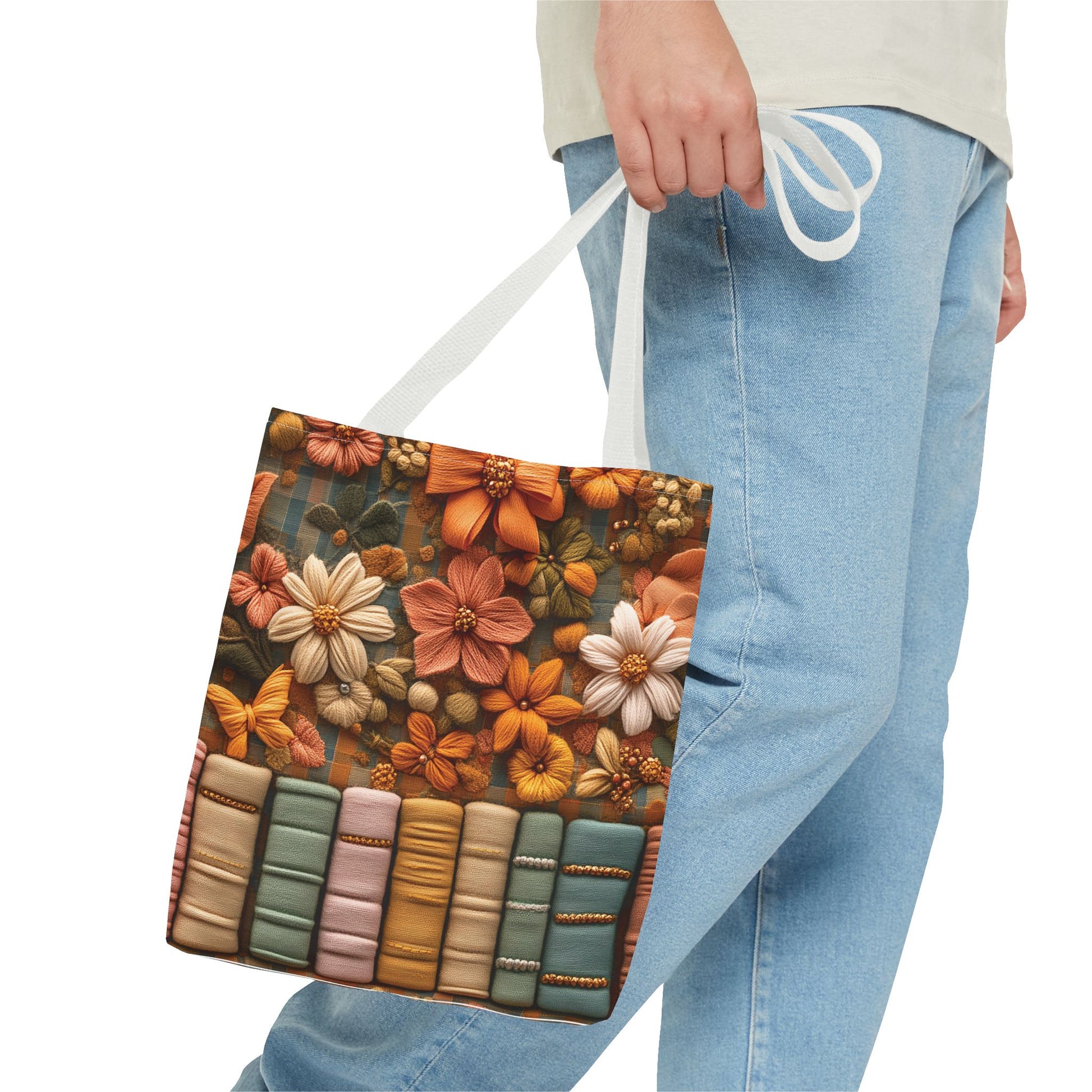 Boho Floral 3D Illusion Tote with Books Design Stylish and Functional Bag for Everyday Use Durable, Reusable, and Perfect for Book Lovers and Boho Enthusiasts Season - MRSBYVALLE