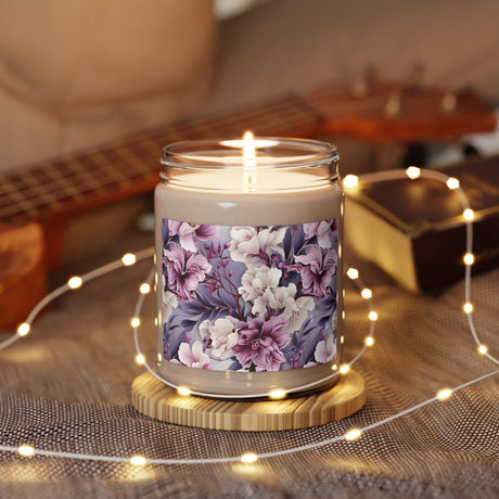 Purple Floral Candle Perfect for Relaxation Home Ambiance Scented Soy Candle, 9oz, Wedding, Bridal Shower, Mother's Day Gift Housewarming Gift - MRSBYVALLE