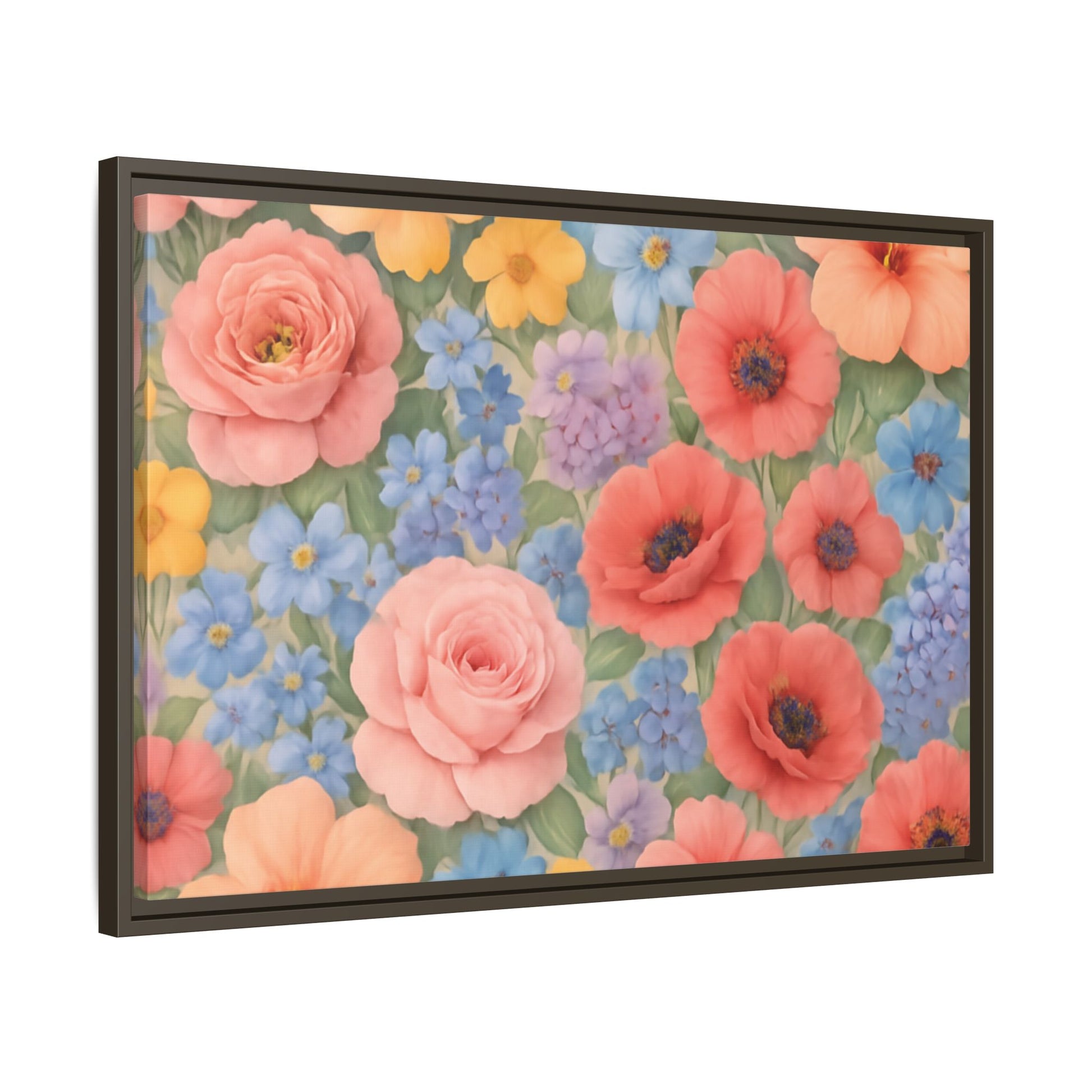 Luxury Framed Floral Canvas – Bold Multi-Color Botanical Wall Art, Elegant Nature-Inspired Accent for Living Room, Bedroom, or Office Décor Gift for Mom