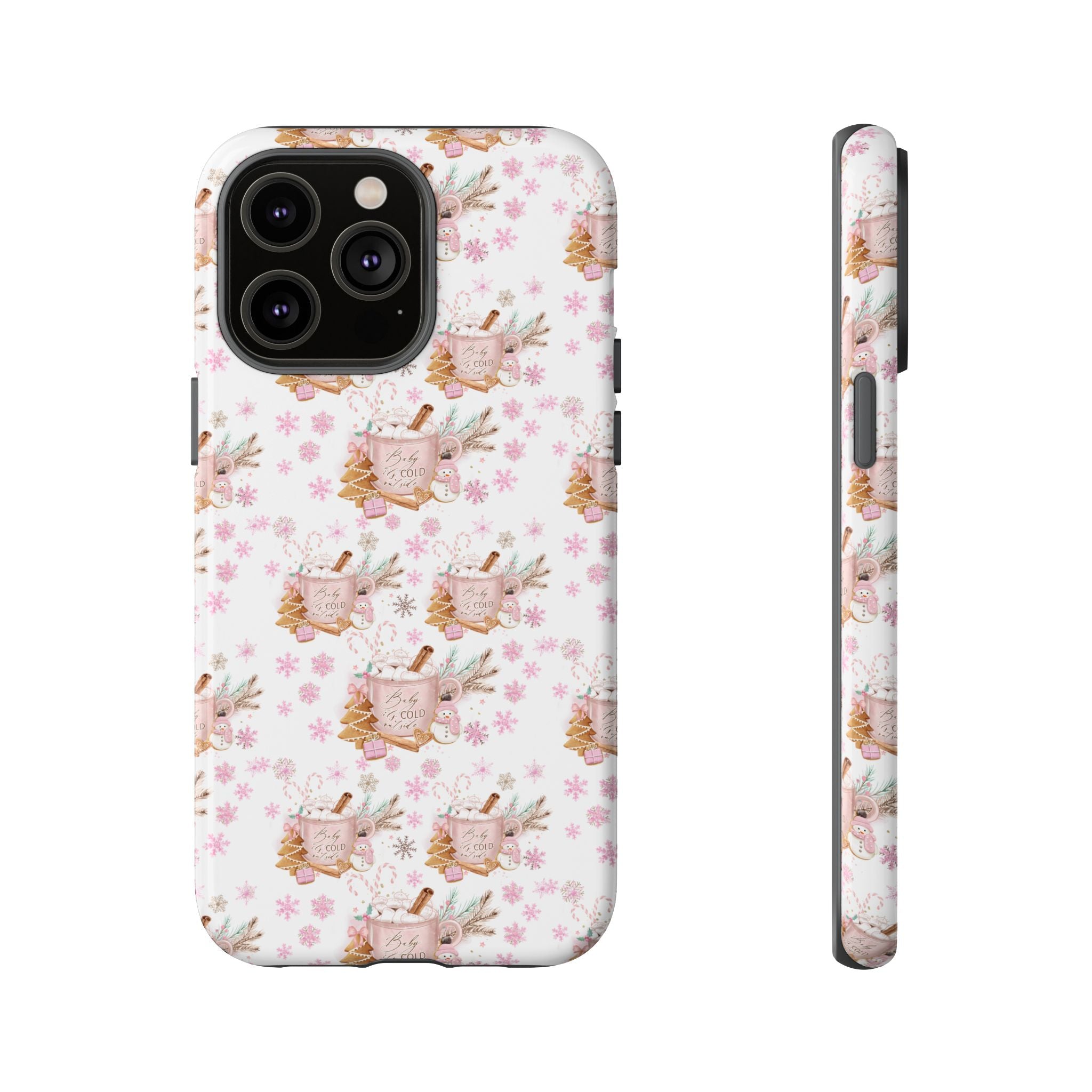 Baby it's Cold Outside Pink and White Phone Case Unique Holiday Protection for Your Device | Stylish & Durable Cover Gift for Her Phone 15, Samsung iPhone Samsung Accessory Gift for Her