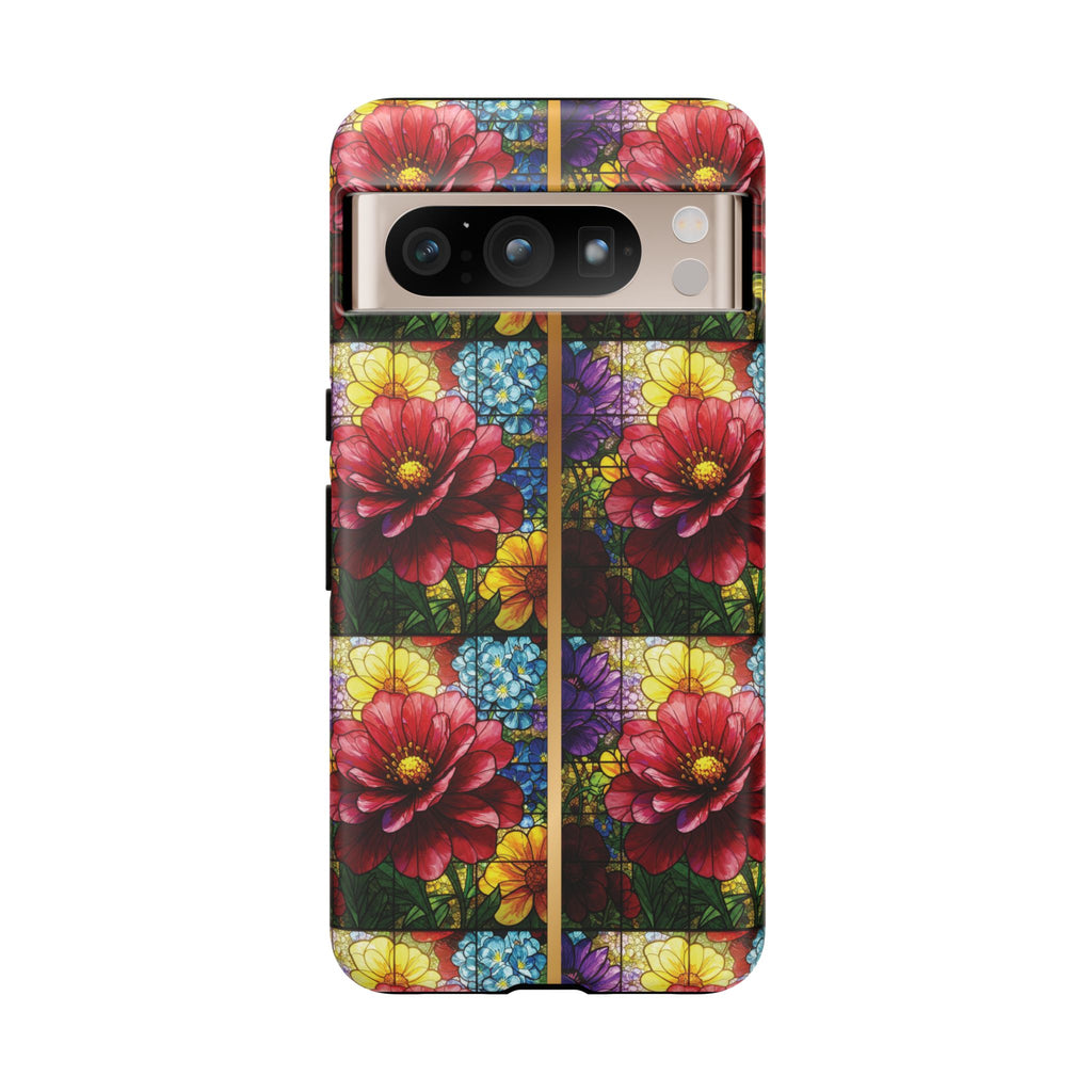 Stained Glass Illusion Floral Phone Case  3D Colorful Flower Design, Protective Christian Gift, Fits iPhone, Samsung, Google Pixel