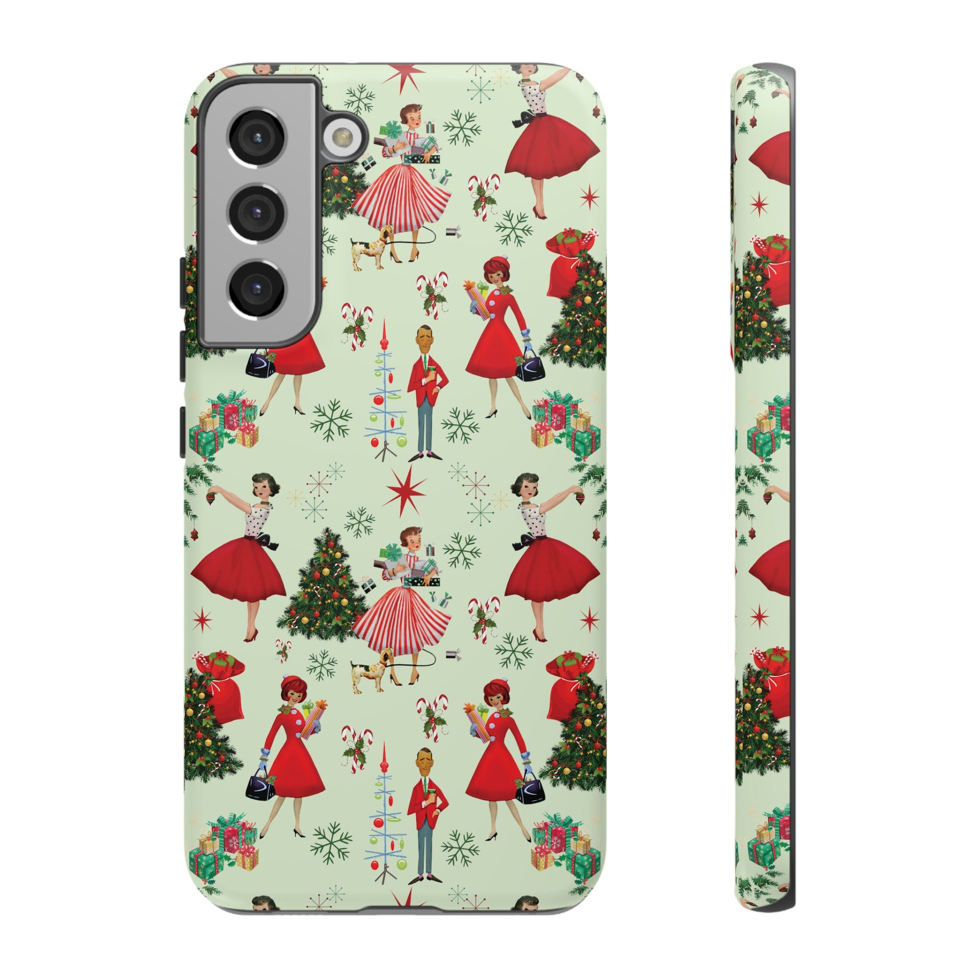 1950s Vintage Phone Case - Retro Christmas Design | Unique Holiday Protection for Your Device | Stylish & Durable Cover Gift for Her Phone 15, Samsung iPhone Samsung Accessory Gift for Her