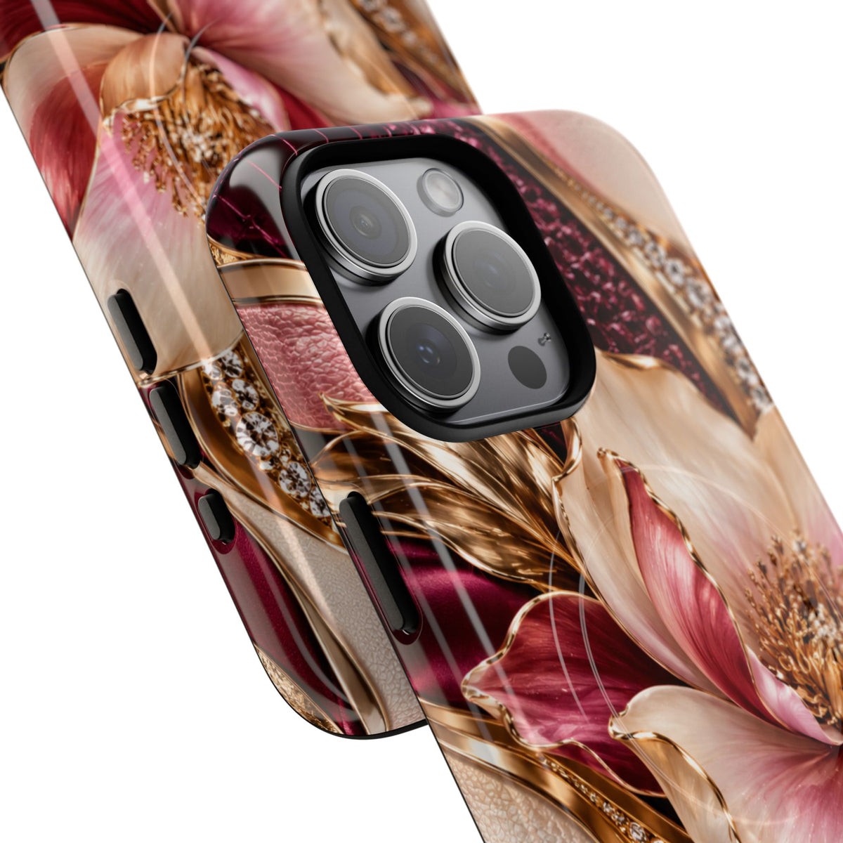 Magnetic Tough Phone Case — Vintage Rose Floral Armor