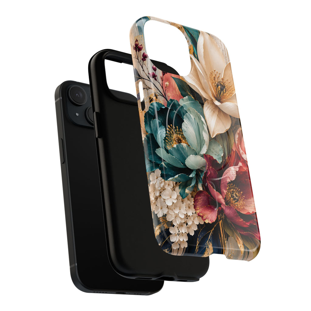 Vintage Floral Bouquet phone case Tough Magnetic Case Velvet Bloom Floral Art iPhone Case  Botanical Protective Case Samsung Modern Garden