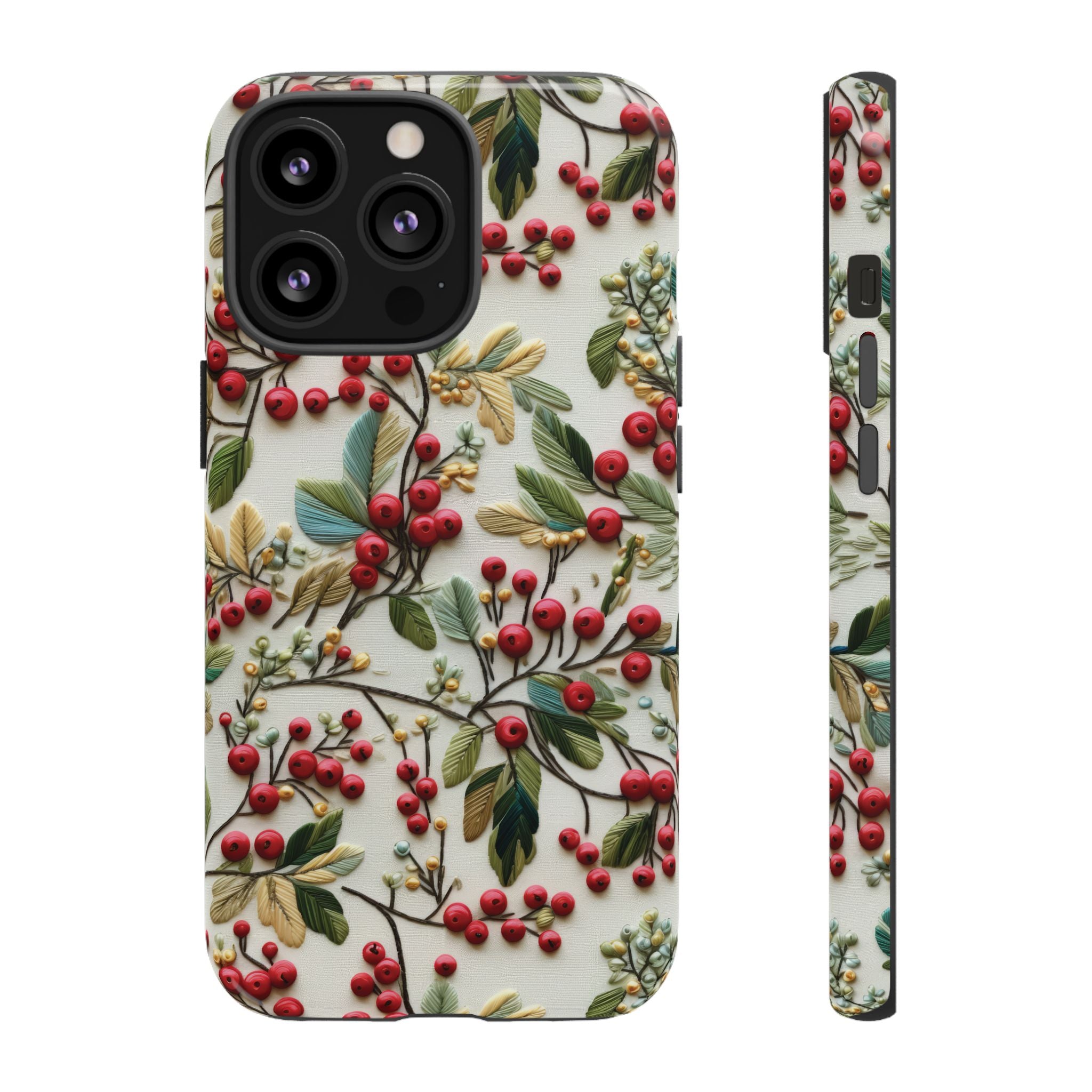 Holly Christmas Wildflowers Boho Chic Design Phone Case - Stylish, Protective Cover for All Models Gift for Mom Accessory Gift for Her