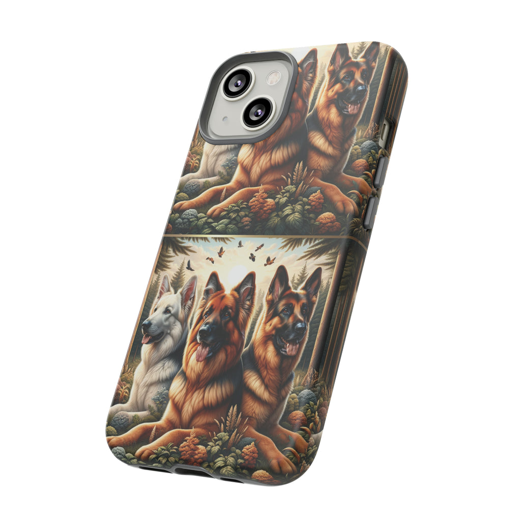 German Shepherd Phone Tough Case Floral Elegant Durable Dog Lover Devices iPhone 15, Samsung iPhone Samsung Accessory Gift for Her.