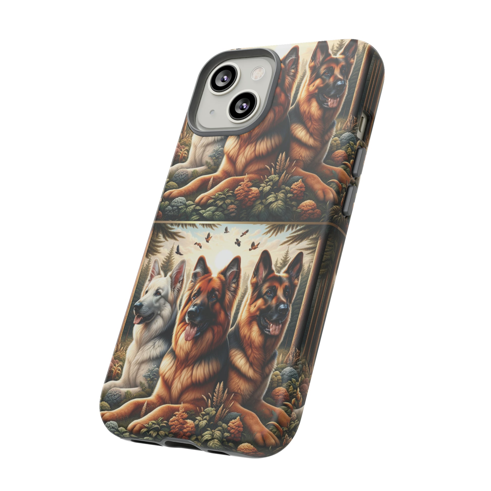 German Shepherd Phone Tough Case Floral Elegant Durable Dog Lover Devices iPhone 15, Samsung iPhone Samsung Accessory Gift for Her.
