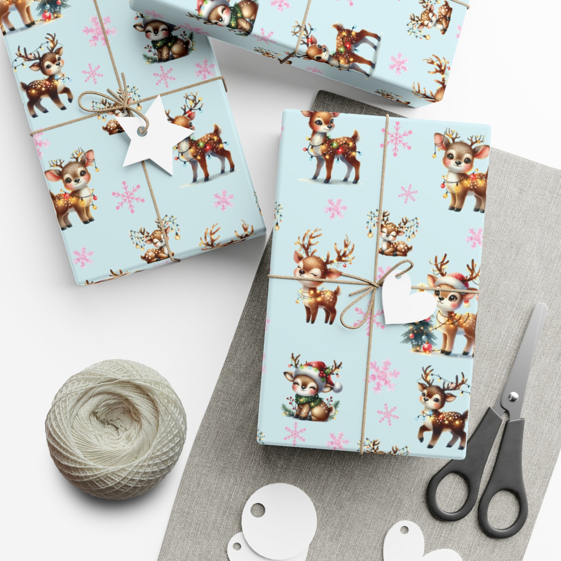 Watercolor Reindeer Christmas Wrapping Paper Elegant Holiday Gift Wrap Featuring Whimsical Deer Design | Perfect for Festive Presents, Available in Multiple Sizes for Every Gift - MRSBYVALLE