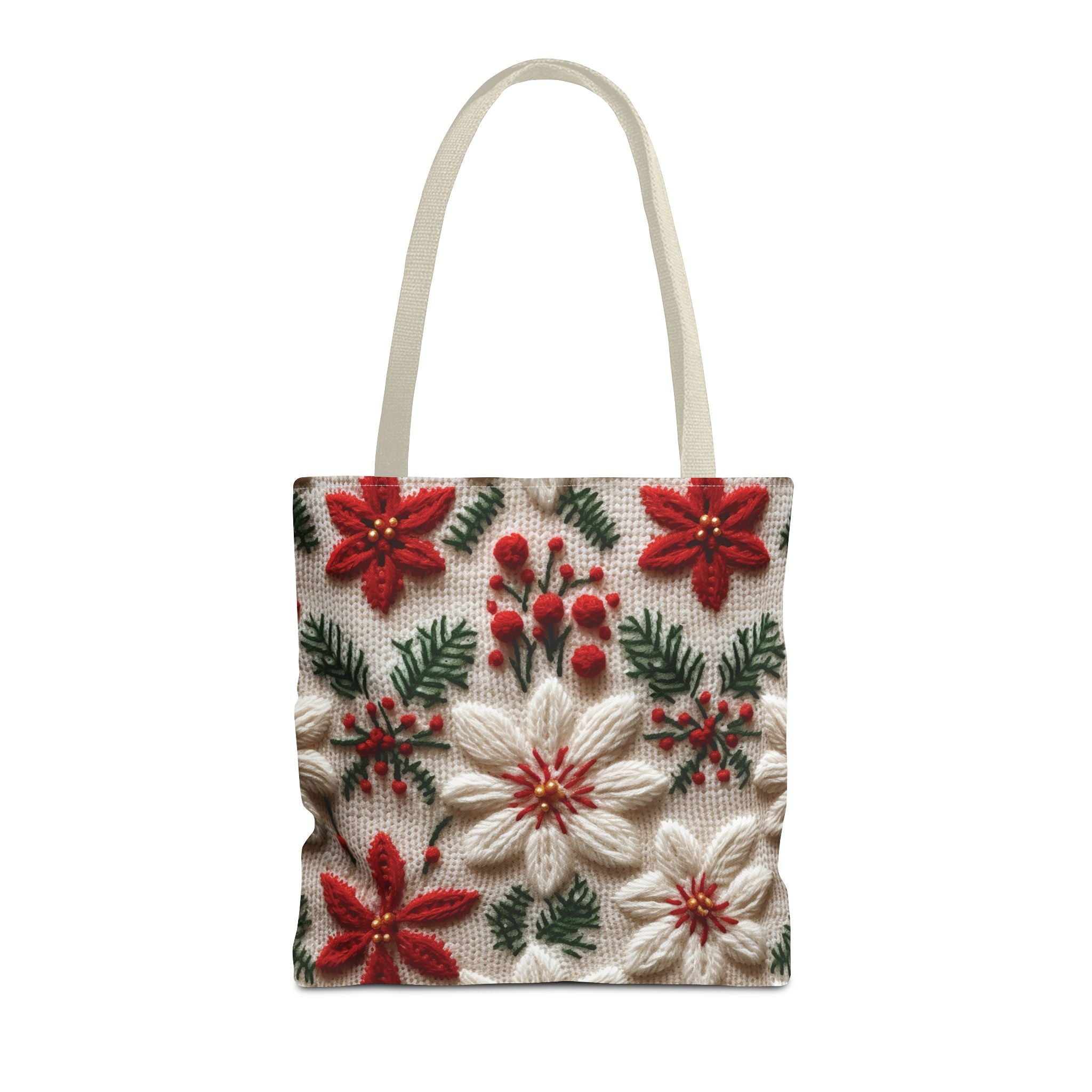 Festive Poinsettia Christmas Tote Stylish Holiday Bag for Shopping, Gifts, and Everyday Use - Durable, Reusable, and Perfect for Spreading Cheer This Holiday Season - MRSBYVALLE