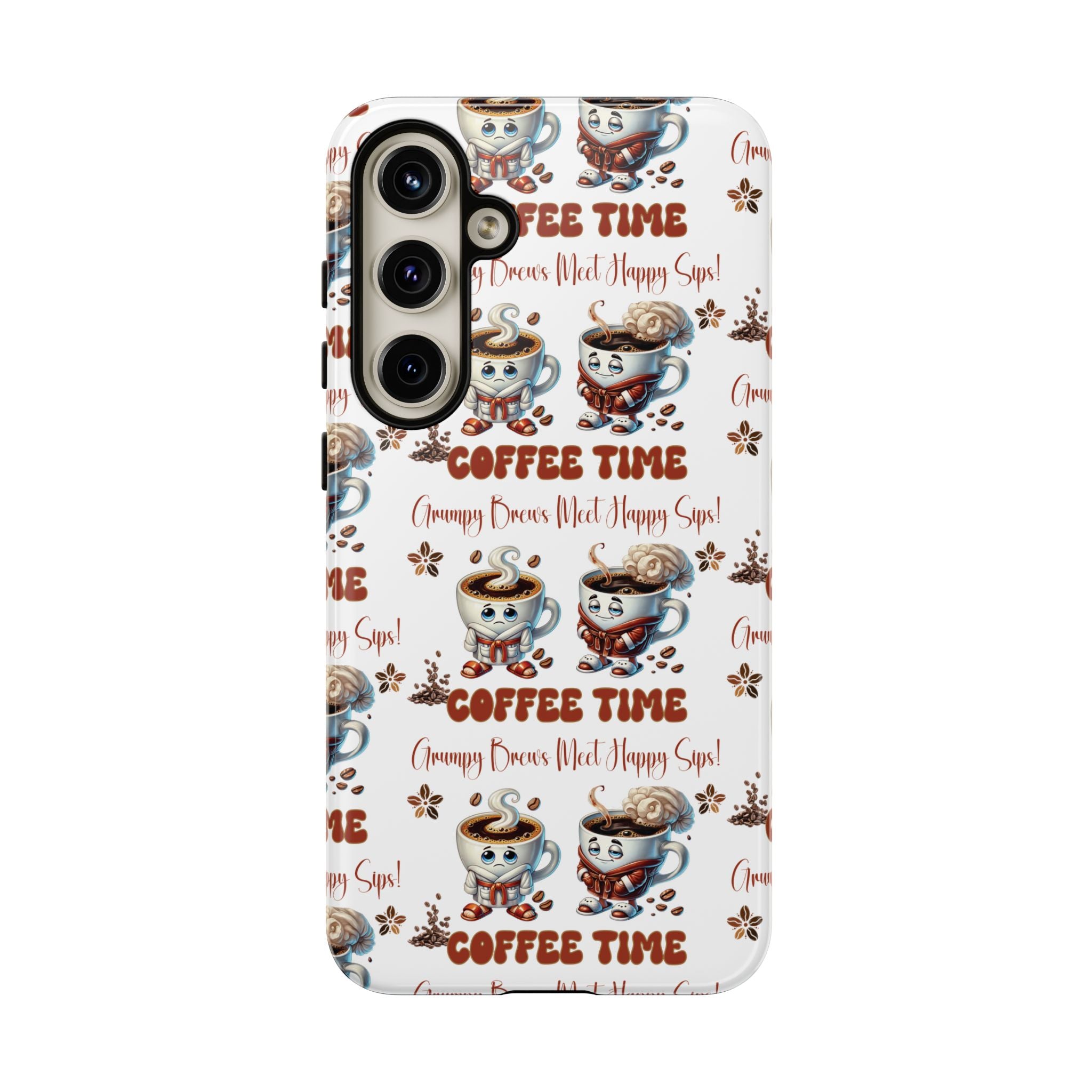 Grumpy Brews Meet Happy Sips Phone Case Compatible with iPhone, Samsung & Pixel | Fun, Durable Protection for Coffee Lovers | Unique Design, Shockproof & Scratch-Resistant Perfect for Coffee Lover - MRSBYVALLE