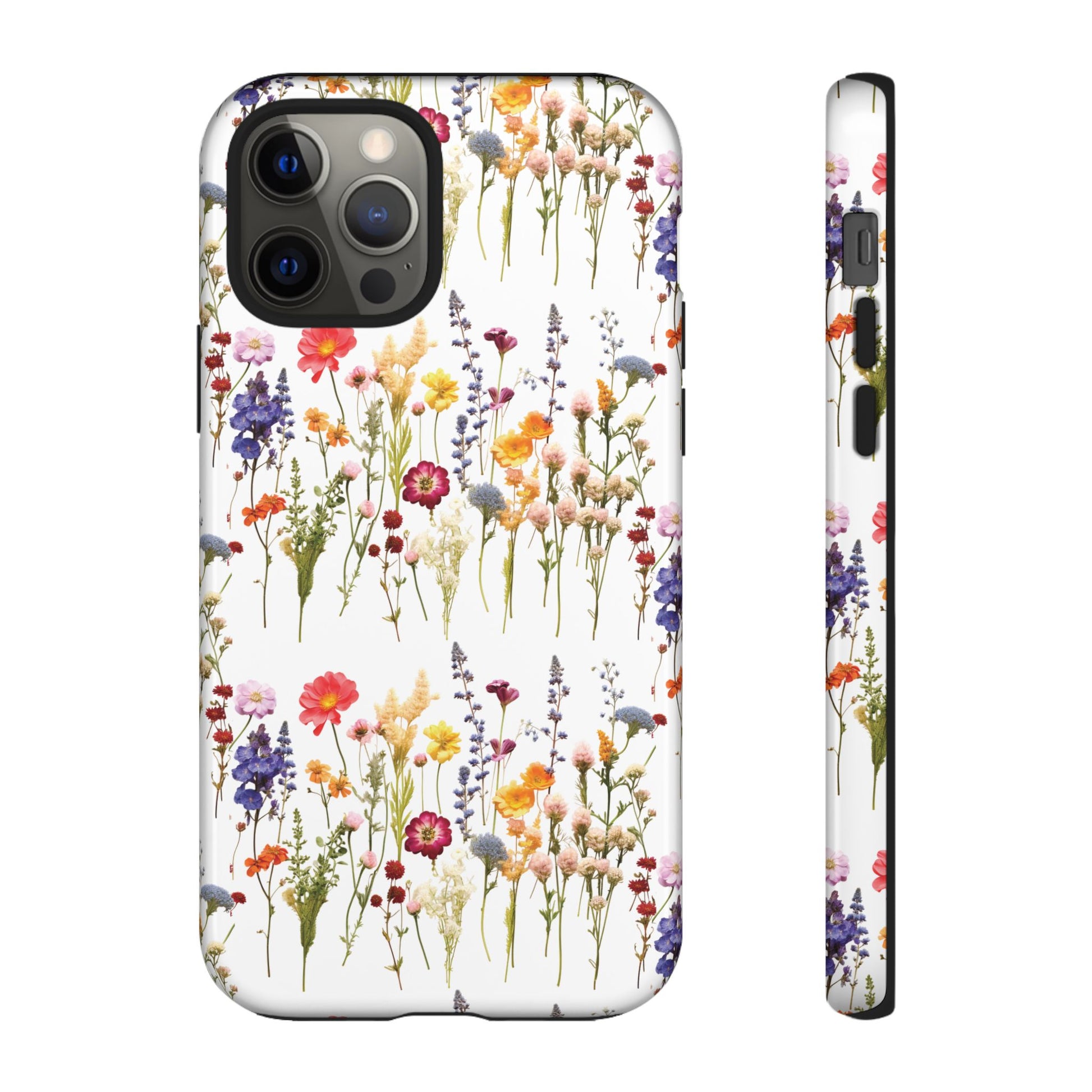 White Best Phone Case Press Flowers Floral 3D Illusion Luxury Tough Case Floral Elegant Durable Stylish for Modern Devices iPhone 17, 16, 15, Samsung iPhone Samsung Accessory Gift for Her